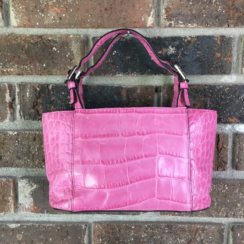 Adrienne Vitadini pink croc rhinestone purse